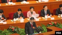 中国最高法院院长周强做工作报告（资料照片）(美国之音叶兵，艾伦 拍摄)