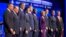 From left, John Kasich, Mike Huckabee, Jeb Bush, Marco Rubio, Donald Trump, Ben Carson, Carly Fiorina, Ted Cruz, Chris Christie and Rand Paul take the stage during the CNBC Republican presidential debate in Boulder, Colo., Oct. 28, 2015.