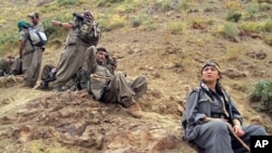 Rebels of the Kurdistan Workers Party, or PKK, in Turkey close to the border with Iraq, May 7, 2013.