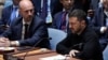 Ukrajinski predsjednik Volodimir Zelenski tokom sjednice Vijeća sigurnosti UN-a u New Yorku. (Foto: AP/Julia Demaree Nikhinson)