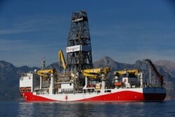 In this photo taken on Oct. 30, 2018, Turkey's new oil and gas drillship 'Conquerer' is seen off the coast of Antalya, southern Turkey.
