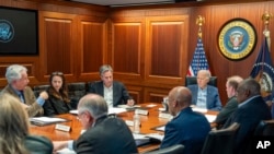 2024年4月13日，伊朗袭击以色列后，拜登总统在白宫紧急会晤国安团队。