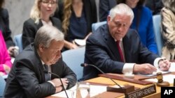 유엔 안보리가 개최한 북한 핵 문제 관련 장관급 회의에서 발언하고 있는 안토니우 구테흐스 유엔 사무총장(자료사진)