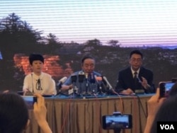 2017年7月15日，沈阳市政府举行新闻发布会宣布刘晓波骨灰当天中午在大连海葬。（美国之音叶兵拍摄）