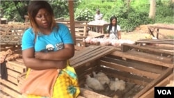 FILE - A chicken seller waits for customers in Bertoua, Cameroon, April, 6, 2021. (Moki Edwin Kindzeka/VOA)