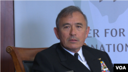 美军太平洋司令部司令哈里斯上将在华盛顿战略与国际研究中心讲话（2016年1月27日，美国之音黎堡拍摄)