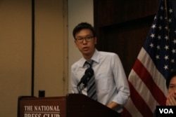 太阳花学运中担任总指挥的林飞帆（美国之音 钟辰芳拍摄）