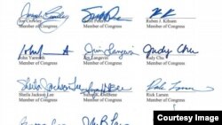 اعتراض نامۀ اعضای کانگرس و امضای قانونگذاران امریکایی