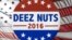 A poster, one of many circulating on social media, shows a campaign button in support of "Deez Nuts" for President in 2016. 