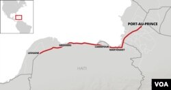 Route from Leogane to Port-au-Prince, Haiti.