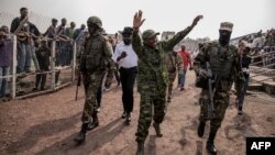 Le porte-parole du M23 Willy Ngoma au Stade de l'Unité lors d'un rassemblement public organisé par le groupe armé.