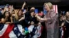 Democratic U.S. presidential candidate Hillary Clinton greets supporters as she arrives to address attendees at her New York presidential primary night rally in the Manhattan borough of New York City, U.S., April 19, 2016. 