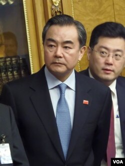 外长王毅和秦刚。（美国之音白桦拍摄）