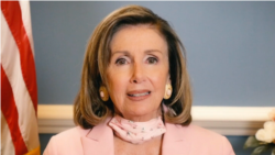 “自由之家”2020年9月16日在年度奖颁奖典礼上播放的美国国会众议院议长佩洛西的致辞（图片来源：自由之家网站）