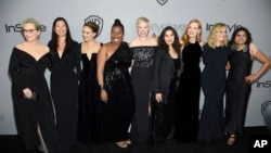 Hollivudun qadın ulduzları 75-ci Qızıl Qlobus mükafatlarının təqdimatı mərasimində, 7 yanvar, 2018.