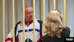 Retired colonel Sergei Skripal is pictured in the Moscow District Court