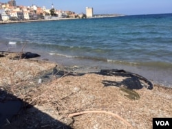 The beach on the Greek island of Lesbos. (Jeff Swicord/VOA News)