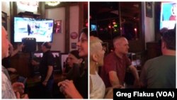 Patrons at Sherlock's Pub in Houston watch as election results roll in, Houston, Texas, Nov. 8, 2016.