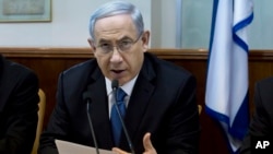 PM Israel Benjamin Netanyahu berbicara dalam rapat kabinet di Yerusalem (23/11).