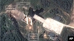Gambar satelit fasilitas Korea Utara yang diyakini analis merupakan tempat pengujian roket. (Foto: Dok)