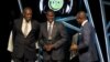 Somali Football Federation (SFF) President Abdiqani Said Arab receives the Leader of the Year award at the Confederation of African Football (CAF) awards in Abuja, Nigeria, Jan. 7, 2016. The SFF announced that Somalia will again host international matches.