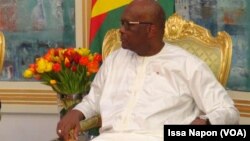 The President of Burkina Faso Roch Kabore (right) hosting CAF President Ahmad Ahmad, Ouagadougou, August 4, 2017. 