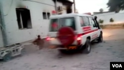 Image taken from video of ambulance passing by MSF hospital in Kunduz, Afghanistan. 