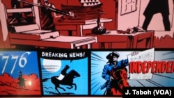 新闻博物馆凸显1776年美国独立新闻报道的特展。(美国之音塔博拍摄)