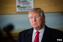 共和党总统参选人川普目前在爱奥华民意调查中处于前列。（美国之音记者方正拍摄）