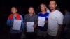 In this photo taken on Nov. 15, 2019, four activists from the opposition party were released from Prey Sar prison, in Phnom Penh, Cambodia. (Courtesy of Ma Chettra)
