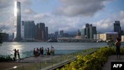 2020年5月5日香港维多利亚港和九龙天际线