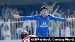 مجیب زدران، ستاره نوجوان خط بالنگ افغانستان که پنج بازیکن زیمبابوی را از میدان خارج کرد.