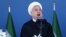 Iran's President Hassan Rouhani speaks at a military parade marking National Army Day in front of the mausoleum of the late revolutionary founder Ayatollah Khomeini, just outside Tehran, April 17, 2016.