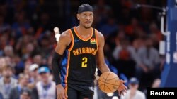 Shai Gilgeous-Alexander d'Oklahoma City, lors du match contre Denver le 9 mars 2025.