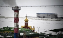 FILE - A view of the main base of the Bovanenkovo gas field on the Yamal peninsula in the Arctic circle, May 21, 2019.