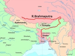 资料照：从中国西藏起源的雅鲁藏布江流域图