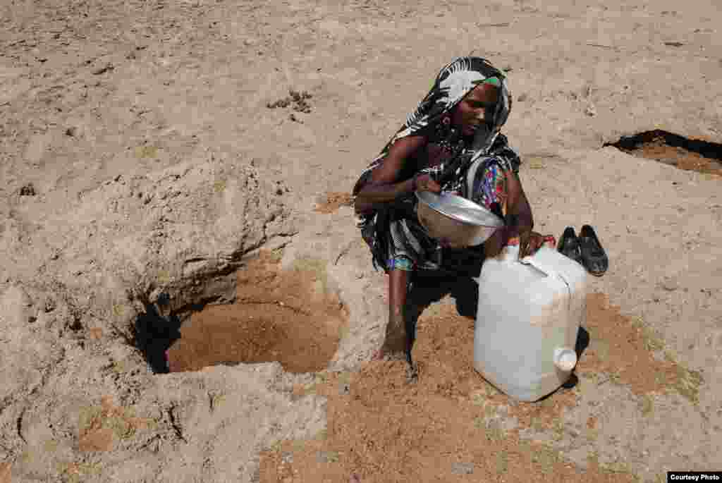Seorang perempuan menampung air dari sebuah lubang di kawasan Blue Nile, Sudan tenggara (foto kiriman: Anas Issa Ali, Sudan).