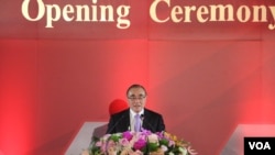 台湾国防部长冯世宽在国家中山科学研究院研发展示馆开幕典礼（美国之音杨明）