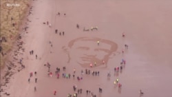 英国海滩出现巨幅图像，纪念一战老兵