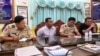 A screenshot of a video posted on Fresh News Facebook page shows Phal Penh, second from the left, the chief of an O’Rolear border post in Mondulkiri province, confessed to the shooting of the three environmentalists. (Screenshot from Fresh News Facebook page)