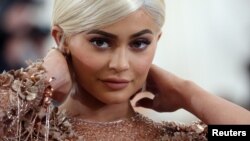 FILE - Kylie Jenner arrives at the Metropolitan Museum of Art Costume Institute Gala in New York City, May 1, 2017.