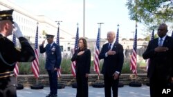 ប្រធានាធិបតី លោក Joe Biden អនុប្រធានាធិបតី អ្នកស្រី Kamala Harris ​ធ្វើ​ការស្មឹងស្មាធ​មួយ​សន្ទុះ​និង​ធ្វើការ​សម្តែង​នូវ​ការរំលឹក​កាលពី​ថ្ងៃ​ពុធ​នៃ​ខួប​លើកទី២៣ឆ្នាំ​នៃ​ការវាយ​ប្រហារភេរវកម្ម​របស់​ក្រុម​អាល់កៃដា​លើ​សហរដ្ឋ​អាមេរិក​ កាលពីថ្ងៃទី​១១ កញ្ញា​ ឆ្នាំ២០២៤។