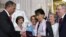  19, 2012, as former first lady Laura Bush, back left, House Democ