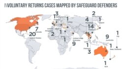 保护卫士报告中罗列的62起强迫引渡案例在各国的分布。（Safeguard Defenders）