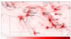 This graphic shows areas of greatest nitrogen dioxide pollution over Middle East cities, averaged over the period 2005 to 2014, as monitored from space. NO2 is associated with increased economic and industrial activity, and the satellite reading shows a dramatic drop in pollution after 2010. 