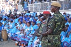Heavily armed security personel was deployed after resports that some people were planning to disturb the celebrations. (VOA/Lameck Masina)