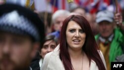 Jayda Fransen, vice-présidente du parti d'extrême droite britannique Britain First, Londres, le 1er avril 2017.