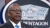 로이드 오스틴 미 국방장관이 펜타곤에서 브리핑하고 있다. (자료사진)