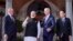 Presiden Joe Biden menyambut (dari kiri) Perdana Menteri Australia Anthony Albanese, Perdana Menteri India Narendra Modi, dan Perdana Jepang Fumio Kishida di Claymont, Delaware, Sabtu, 21 September 2024. (Foto: Mark Schiefelbein/AP Photo)