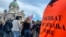 Protest prosvetnih radnika četiri reprezentativna sindikata obrazovanja u Beogradu 2. oktobra 2024. (Glas Amerike / Stefan Miljuš)